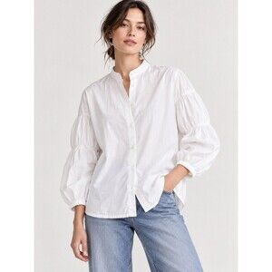 JW Anderson x Uniqlo White Cotton Gathered Puff Sleeve Blouse Size M